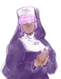 bug-dad:  Doodle of my Nun OC named Superior. She has a magical chastity belt and crushes things w/ her fists and eats everything. 