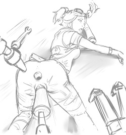 zaun-derground:  Wooo! Hydraulics! So you guys begged and pleaded and asked super duper nicely for Gaige and some Robot Rompin’ - and Soraka taking some Heca-horse sized fun-rim was so closely behind so I will do that aswell. (Still sketching that one