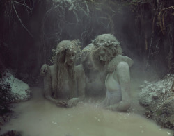 kylejthompson:  Kyle Thompson - Graveyard Girls (2013)I’ve been in Tennessee with my friend Marissa Bolen.  Yesterday we planned a huge shoot which involved building a dam, and covering models with flour and milky water.  It was a group effort.  You