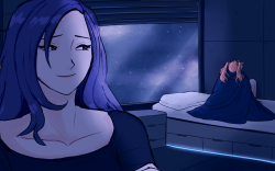 “Thanks for letting me stay in your room tonight… even though I was super weird the first time you let me in here. ”Adara laughs softly.“Don’t worry about it. How are you feeling?”Quinn then falls quiet. Adara sighs and slowly walks over