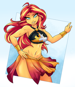ambris: Feburary Patreon - Swimsuit Sunset Shimmer Pin-up Yes, I drew Sunset Shimmer in her swimsuit again. DEAL WITH IT :3 I drew this preemptively for this month, to coincide with the release of Freindship Forgotten, so here it is! Just a nude edit