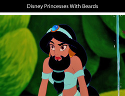 tastefullyoffensive:  Disney Princesses With Beards by Adam EllisPreviously: Disney Princesses Dressed as Pop Culture Characters  fabulous