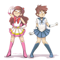 Mabel and Dipper as sailor scouts commission for flyingsaucerrocknroll c: