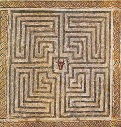 toucherdesyeux:Minotaur in the labyrinth, Roman mosaic at Conímbriga, Portugal
