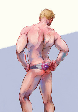 deadlyflashesofgreen:  stereowire:  for someone who professes not to have any particular lingerie kink, i draw a lot of men in panties :T iâ€™d like to blame target for actually making captain america panties with the shield on the ass, and shinelikethund
