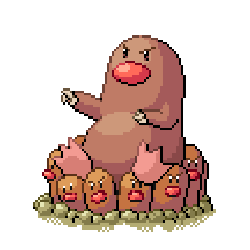 perpetual-loser:  All hail Diglord. It was supposed to be an evo for Dugtrio but ended up looking more like a Yoshi’s Island boss. 