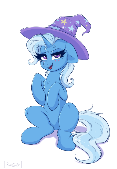 ravensunart:The Great and Powerful Trixie does a great and powerful sit.Freebie Friday livestream request!https://www.twitch.tv/ravensunart