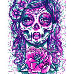 jazzymiranda:  Revive 2 Signed Art Print - 5x7, 8x10, or 11x14 in Pop Art Neon Colorful Pink and Green Sugar Skull Girl Tattoo Illustration   ❤ liked on Polyvore (see more colorful wall art)