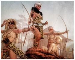 hellenepopodopolous:  slaveryart: art by https://ironhawk-r.deviantart.com/ The Amazon Queen keeps whites as pets.