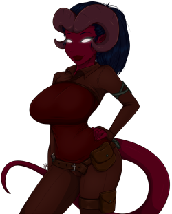A commission for Sansfunhouse of his D&amp;D Tiefling babe!Clothed, nude, and messy versions!Wow this is&hellip;quite a bit darker on my laptop than it was on my Cintiq and desktop monitor&hellip;eeeeGuess I need to make some screen adjustments!