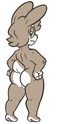 chronoteeth asked for buns i didnt know if he meant bunny or booty so i drew both this rabbit is nonbunary gender (sorry i needed at least one bun pun in this post)
