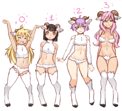 biggerb0at: deadddeviant:  dell-ad-productions:   sirheartthief:  iwbitu: sheep girls! &gt;w&gt; which one will you choose   No.9   Beep beep  I’ll have two number 9s, a number 9 large, a number 6 with extra dip, a number 7, two number 45s, one with