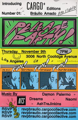 aqqindex:If you live in Los Angeles and you like free drinks and funs stuffs (and you’re not a total downer) you should come. RSVP here. Cargo, AQQ, Bráulio Amado, NTS in attendance. 