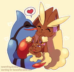 searching-for-bananaflies:    Daily Drawing #67 l You Guys Are Gross l Patreon l DA Version    Birthday gift to @kikulina. Her lopunny and my toxicroak make the cutest couple. ;D Even if their son thinks otherwise   &lt;3