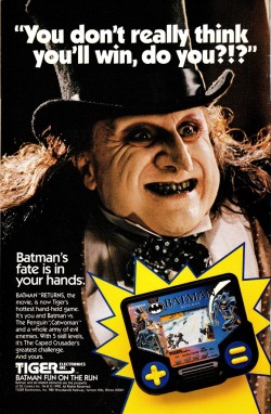 youraveragefilmblog:  An advert for the handheld Batman Returns game.   I HAD THIS CRAPPY GAME!!