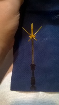 I’m still very new to cross stitching but I knocked out a wand and started on the wandlight for my Harry Potter Cross Stitch :) What I love about sewing is how neat and tidy the stitches look