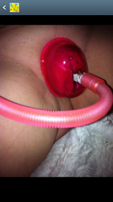 Pumping her pussy up  Have never tried this myself, but looks fun! If you want to follow their blog, check it out:   http://rodholder.tumblr.com/