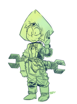 ballad-of-gilgalad:  Tinkerer Peridot to go along with Knight Pearl.   &lt;3