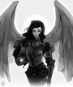 nikoniko808:angel warrior asami commission in both grey scale and colored glory :) high res and other rewards available on patreon