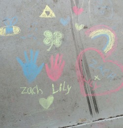 My dada and I drew on the driveway