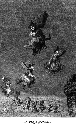 inmaterialized:   A flight of witches, from Popular Romances of the West of England by Robert Hunt, 1865.  Chris  I&rsquo;m here.