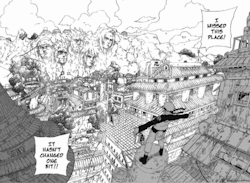 one-more-piece:   “I missed this place! It hasn’t changed one bit”  “This place… Has changed quite a lot.”    Naruto Shippuuden Chapter #245 and #618   