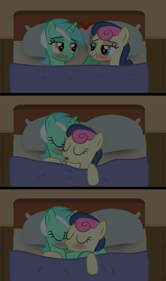 PERFECT SONG TO GO WITH THIS DEVIATION-&gt;&gt;&gt;&gt; CLICK ME.  Requested by: Geriolah7 @ Deviant Art   FIRST LYRA &amp; BON BON SHIPPING INCOMING!Absolutely LOVE how this piece turned out&hellip; I also LOVE how I made the bed sheets react to their