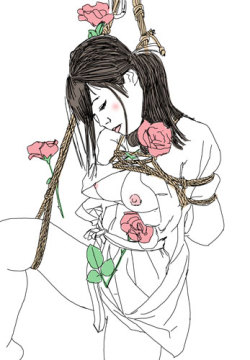 kazuhiro-oumi:  片足吊、薔薇とおっぱい 