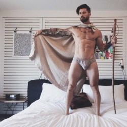 bahamvt:  sometimesquicklysometimesslowly:  I just got to my hotel and I found a cape and a staff.. So, here I am in all my glory ..who wants to build a blanket fort? (This is for @nanuk_jf and @bennyptweets) (at Ace Hotel &amp; Swim Club)  kyle makes