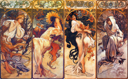 mysticjc:  Alphonse Mucha “Alfons Maria Mucha (Ivančice, 24 July 1860 – Prague, 14 July 1939), often known in English and French as Alphonse Mucha, was a Czech Art Nouveau painter and decorative artist, known best for his distinct style. He produced