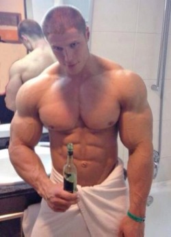 muscletits:  There’s probably more fat content in that bottle than in his entire physique.  He needs to be stretched and forced to flex to give them a fulfilling pain workout.
