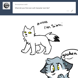 sianiithesillywolf:It works for Ky because he’s a SABER tooth dire wolf. However, my fursona was just a white wolf with stripes. e3e;;xD D’aww :p