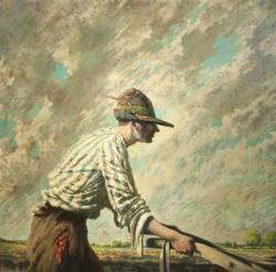 blastedheath:  Orlando Greenwood (British, 1892-1989), The Ploughman, 1922. Oil on canvas, 125.5 x 125.5 cm. Grundy Art Gallery, Blackpool. 