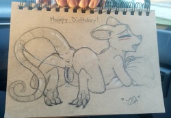 A small birthday present that I drew today for a very good friend. I&rsquo;m pretty sure he likes rats even more than I do, unbelievably. So not a pony for once!  I&rsquo;m out of town, helping my wife with her work right now, so I only had access to