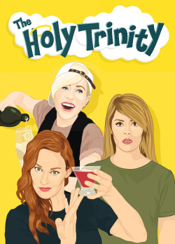 ark-design:  “The Holy Trinity” aka Mamrie Hart (mamrie), Grace Helbig (gracehelbig), and Hannah Hart (mydrunkkitchen)! ❤️❤️❤️❤️ Would seriously love to design posters or shirts for you all one day.