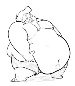 smandraws:  I had some extra time and motivation today so i decided to draw a fat guy. you know, for old times’ sake! man if I were his size i’d be enjoying my belly just like him  
