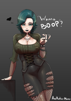 aestheticc-meme: Edgy Pancake Drew the background character that’s literally goth Nora in Glynda’s clothes and only appeared for a few seconds. No, this isn’t just an excuse for me to draw big tiddy goth gf. Priorititties 