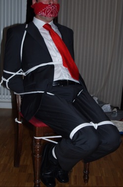 rennegade15:  Businessman chair tied &amp; bandana gagged! 
