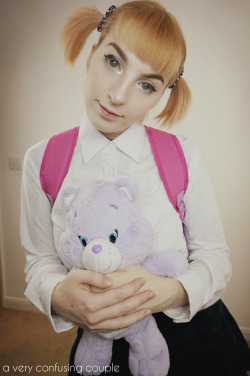 averyconfusingcouple:  I know your nervous about your first day, baby. That’s why I packed your Sweet Dream Care Bear. If you miss me just go to the toilets and snuggle her.  