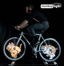 avionne:  giphy:  A company named MonkeyLectric is currently Kickstarting a product that plays GIFs on your bicycle spokes! We know someone who’s going to love this. top GIF source  Coolest thing EVER. 