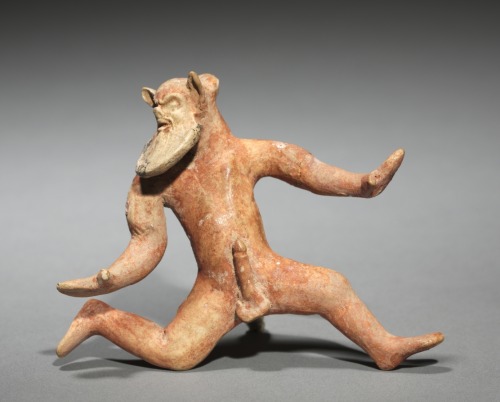 thevisualvamp: cma-greek-roman-art:  Dancing Satyr, 500, Cleveland Museum of Art: Greek and Roman Art Part man and part beast, satyrs were mythical woodland creatures.  In art, they were depicted with the ears and tail of a goat or horse, sometimes with