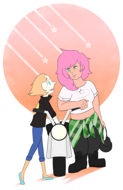 seanstartrunning:here’s some fan art I drew of Pearl and Mystery Girl! “Last One Out of Beach City” is one of my favourite episodes, being a total throwback to the 80s and coming-of-age movies.