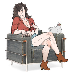 rutobuka2:  my try at the Daisy Duke for reapersun’s denim chair drawing I laughed my ass off when I saw the original chair on the show, I hadn’t realized that’s the exact same model as sherlock’s chair  A BRAVER HUMAN THAN I 