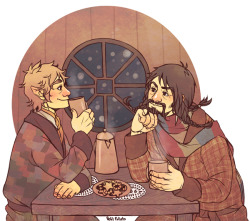 petitpotato:  Hobbit Advent - Day 10: Hot Chocolate Just some cozy hot chocolate drinking at Bag End