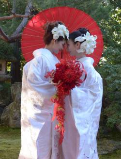 tranquil23:  Japan hotel and temple join forces to offer gay and lesbian weddings Draped in wedding kimonos, standing in a Zen temple built in the 1590s, gay and lesbian couples have a new option for a commitment ceremony in Japan According to the deputy