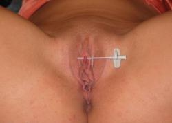 pussymodsgalore:  Clit pierced, ready for a ring.