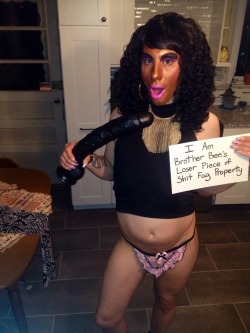 swishynicky:  sissy-slut-jennifer:  goacceptyourfate:  My white sissy bitch is so nasty and ready to serve. Take a look at this black cock lover.  This is all we white sissy faggots are good for being used by our Superior Black Masters to humiliate our