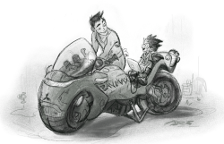 scottwatanabe:Very Early on I thought Hiro could build Baymax out of parts from Tadashi’s beloved motor bike and Hiro was much younger. Also a handful of concepts fleshing out the Hamada household. Their house would be worth an easy million in SF by
