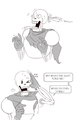 gigantikku-otn:  frisk thought they could start being friends but mettaton wants that cute skeleton right now   and then papyrus just stood there like  me too, pappy.  