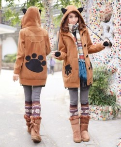 dr-vulpine:  madeh:  fuck-yeah-online-shopping:  Ears &amp; Paws Jacket (ำ.99)  Ok who wants to get matching coats with me  Adorbs 